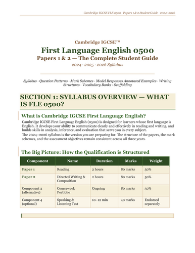 IGCSE First Language English (0500) | The Complete Student Masterguide | Cambridge Aligned | Year 10