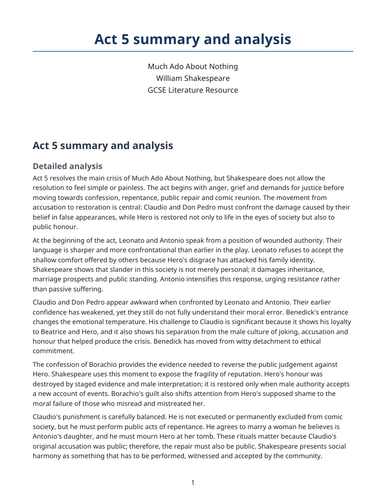 Much Ado About Nothing - William Shakespeare – Act 5
