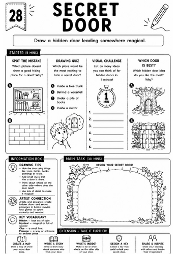Drawing Challenge: Secret Door | KS3 Art Cover Lesson Worksheet
