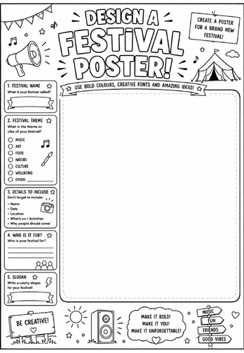 Design a Festival Poster | End of Term Art Activity | KS2 KS3 KS4 Cover Lesson