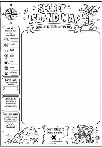 Secret Island Map | End of Term Art Activity | KS2 KS3 KS4 Cover Lesson