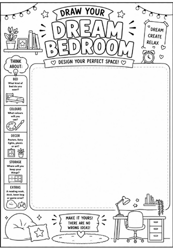 Draw Your Dream Bedroom | End of Term Art Activity | KS2 KS3 KS4 Cover Lesson