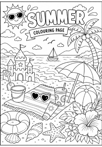 Summer Colouring Page | End of Term Art Activity | KS2 KS3 KS4 Cover Lesson
