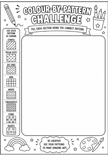 Colour-by-Pattern Challenge | End of Term Art Activity | KS2 KS3 KS4 Cover Lesson