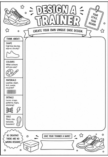 Design a Trainer | End of Term Art Activity | KS2 KS3 KS4 Cover Lesson