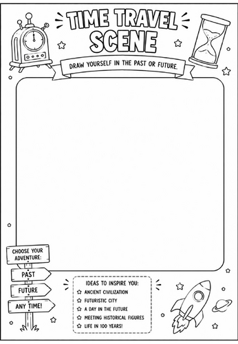 Time Travel Scene | End of Term Art Activity | KS2 KS3 KS4 Cover Lesson