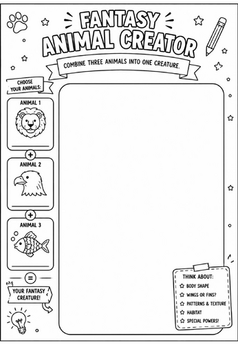 Fantasy Animal Creator | End of Term Art Activity | KS2 KS3 KS4 Cover Lesson