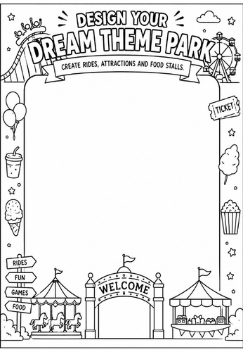 Design Your Dream Theme Park | End of Term Art Activity | KS2 KS3 KS4 Cover Lesson