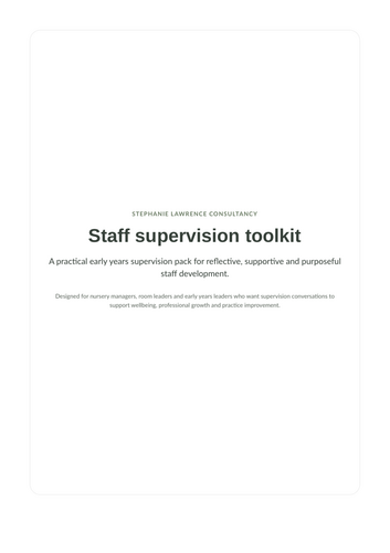 Staff supervision toolkit for early years leaders