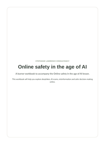 Online safety in the age of AI learner workbook