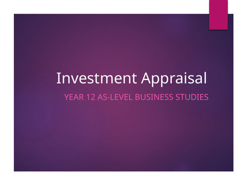 Investment appraisal quiz. Payback - Finance AS Business
