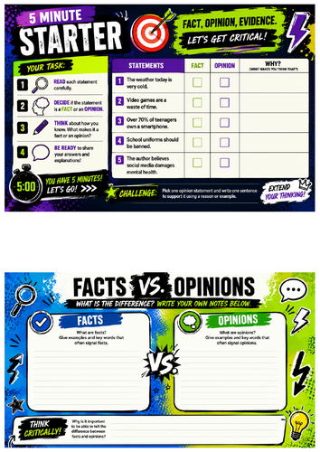 GCSE English Language Resit – Fact vs Opinion (2 x 1.5 Hour Lessons) P1 Q4