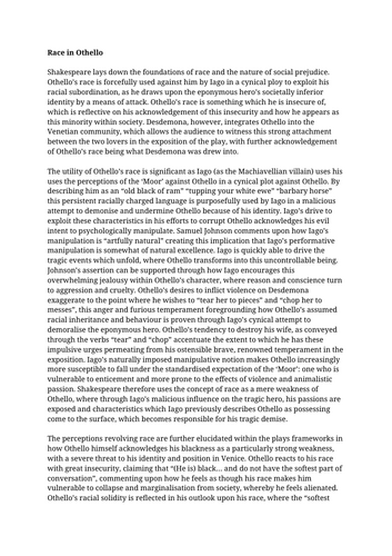 Race in Othello example essay A Level English Lit | Teaching Resources