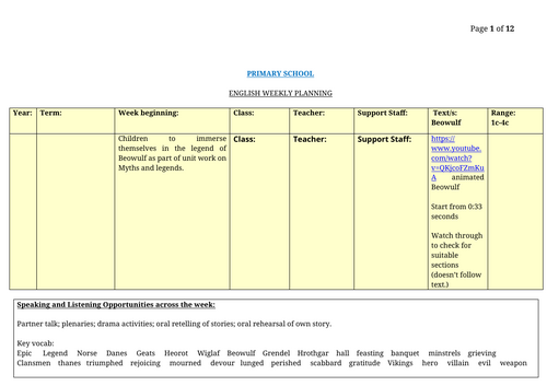 Beowulf Scheme of Work