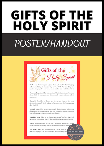 Gifts of the Holy Spirit Poster for the Catholic Classroom or Homeschool