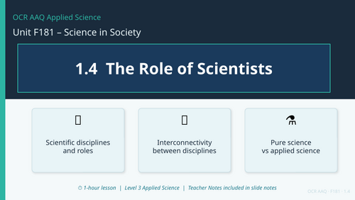 AAQ Applied Science OCR F181 Science in Society Topic area 1