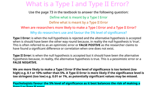 What is probability and significance? Type I & Type II errors - A2 Research Methods - A Level