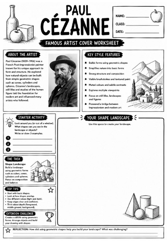 Paul Cézanne Famous Artist Cover Worksheet | KS3 Art Cover Lesson