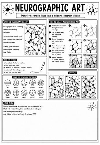 Creative Art Cover Worksheet – Neurographic Art | KS3 Art Cover Lesson | Abstract Pattern Drawing Ac