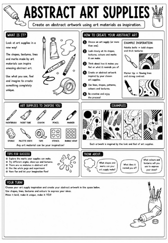 Creative Art Cover Worksheet – Abstract Art Supplies | KS3 Art Cover Lesson | Abstract Drawing Activ