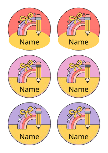 Editable Name Labels - Rainbow Coloured Pencils