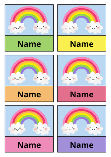 Editable Name Labels - Rainbow theme