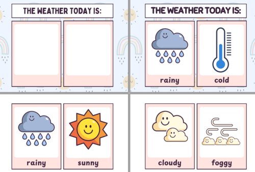 Daily Weather Chart and Flashcards Set Editable