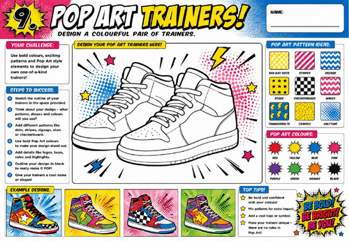 Pop Art Trainers Worksheet | KS2 KS3 Art Cover Lesson | Trainer Design & Pattern Activity