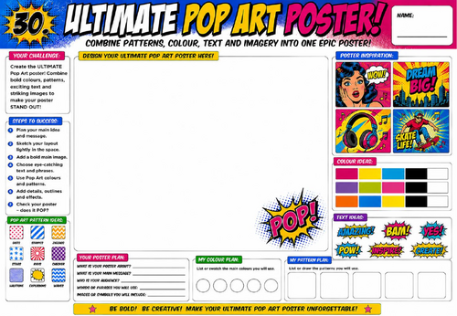 Ultimate Pop Art Poster Worksheet | KS2 KS3 Art Cover Lesson | Graphic Design & Creative Poster Acti