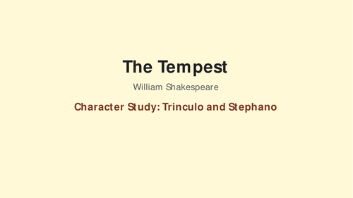 The Tempest - William Shakespeare – Trinculo and Stephano