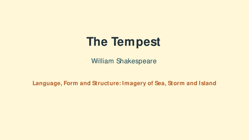 The Tempest - William Shakespeare – Imagery of Sea, Storm and Island