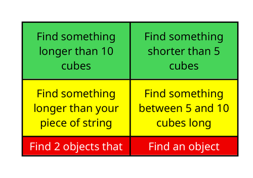 Length challenge cards and recording slips