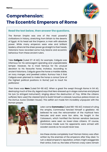 A Comprehension about the Emperors of Ancient Rome
