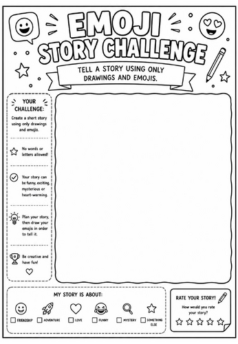 Emoji Story Challenge | End of Term Art Activity | KS2 KS3 KS4 Cover Lesson