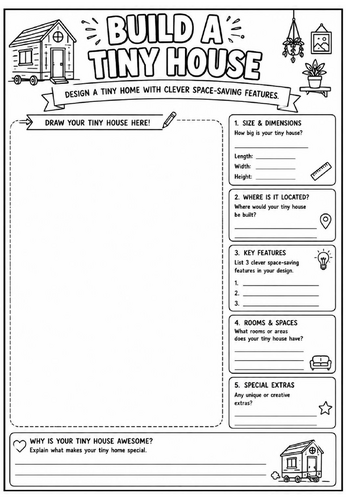 Build a Tiny House | End of Term Art Activity | KS2 KS3 KS4 Cover Lesson