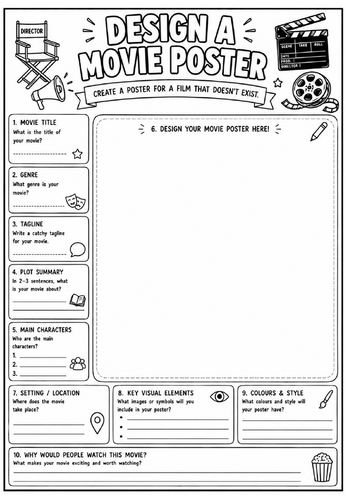Design a Movie Poster | End of Term Art Activity | KS2 KS3 KS4 Cover Lesson