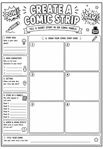 Create a Comic Strip | End of Term Art Activity | KS2 KS3 KS4 Cover Lesson