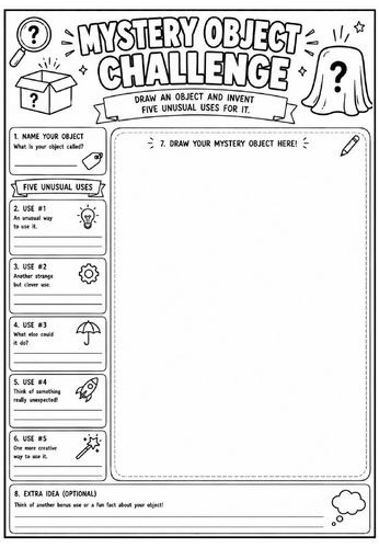 Mystery Object Challenge | End of Term Art Activity | KS2 KS3 KS4 Cover Lesson