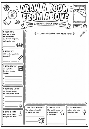 Draw a Room From Above | End of Term Art Activity | KS2 KS3 KS4 Cover Lesson