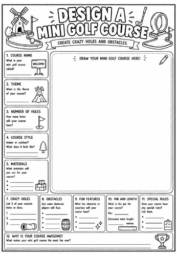 Design a Mini Golf Course | End of Term Art Activity | KS2 KS3 KS4 Cover Lesson