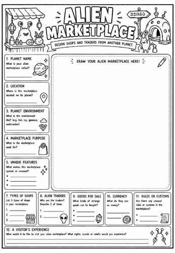 Alien Marketplace | End of Term Art Activity | KS2 KS3 KS4 Cover Lesson