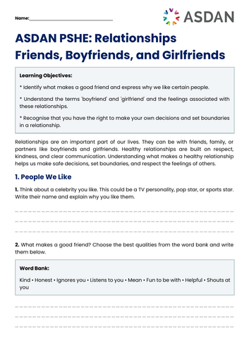 ASDAN PSHE - Relationships