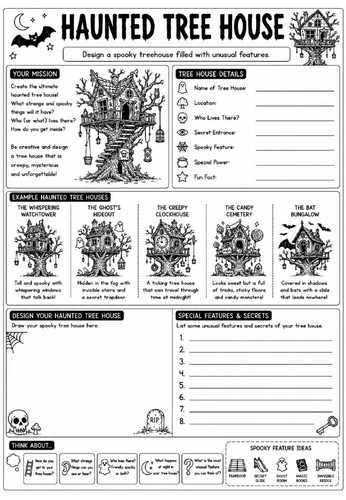 Creative Art Cover Worksheet – Haunted Tree House | KS3 Art Cover Lesson | Drawing Activity | Emerge