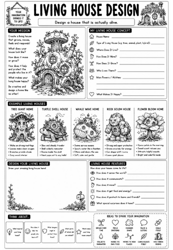 Creative Art Cover Worksheet – Living House Design | KS3 Art Cover Lesson | Drawing Activity | Emerg
