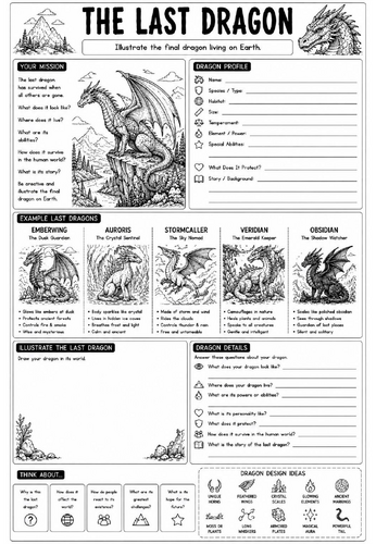 Creative Art Cover Worksheet – The Last Dragon | KS3 Art Cover Lesson | Drawing Activity | Emergency