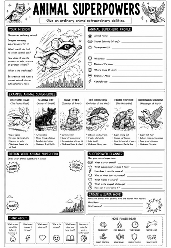 Creative Art Cover Worksheet – Animal Superpowers | KS3 Art Cover Lesson | Drawing Activity | Emerge