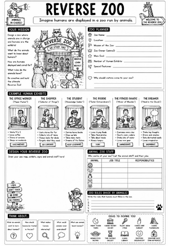 Creative Art Cover Worksheet – Reverse Zoo | KS3 Art Cover Lesson | Drawing Activity | Emergency Cov