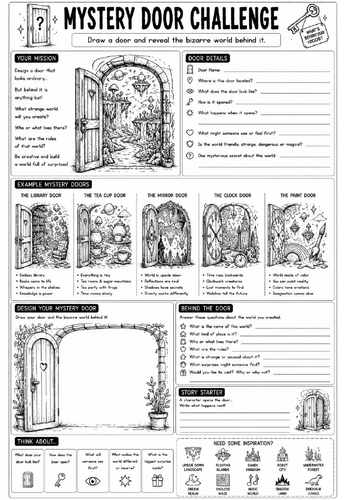 Creative Art Cover Worksheet – Mystery Door Challenge | KS3 Art Cover Lesson | Drawing Activity | Em