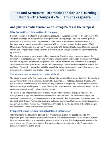 The Tempest - William Shakespeare – Dramatic Tension and Turning Points