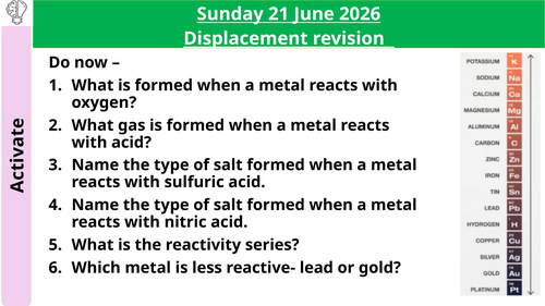Combustion, Thermal Decomposition, Displacement Revision KS3
